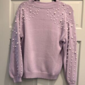 Lavender Pearl-Embellished Women's Sweater